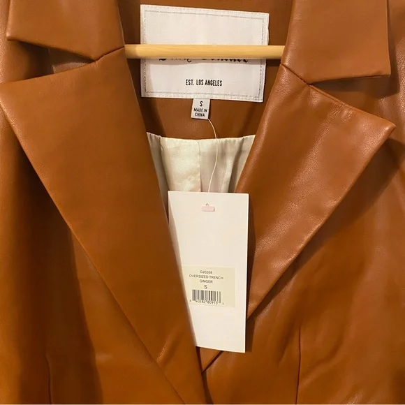 Juicy Couture Oversize Faux Leather Trench Coat in Ginger - Picture 4 of 6